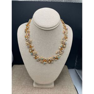 Fresh Flowers Pearl & Crystal Multi-Strand Necklace Gold-Tone